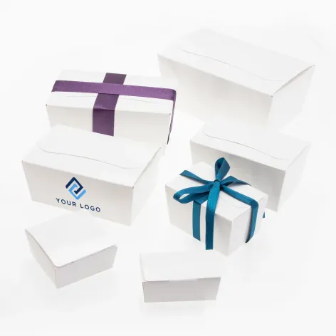 Group Shot.webp 250g Fold Flat Ballotin; Gloss White - Bag of 50